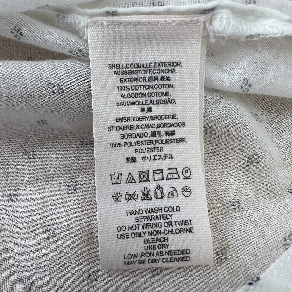 Free‎ People Everything I Know Cotton Peasant Blouse Embroidered Cutouts Medium